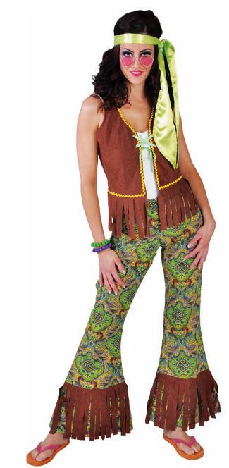 Hippiedame Summer of love - verkleedkledij, carnavalkledij, carnavaloutfit, feestkledij, jaren 60 , r&r, sixties, hippie, flowerpower